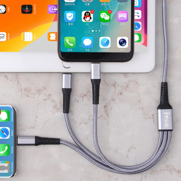 Cavo ricarica 3 in 1 IVON 1,2 m 8 Pin Type-C Micro USB