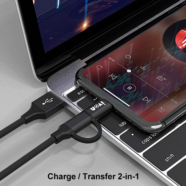 Cavo dati IVON 2 in 1 USB a 8 pin e Micro USB 1 metro