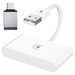 Adattatore Carplay USB + USB-C / Type-C cablato o wireless per iPhone, White Rectangle