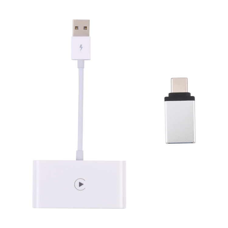 Adattatore Carplay USB + USB-C / Type-C cablato o wireless per iPhone, White Rectangle