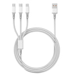 Cavo ricarica rapida 3 in 1 USB-C e micro USB 1,2 m bianco