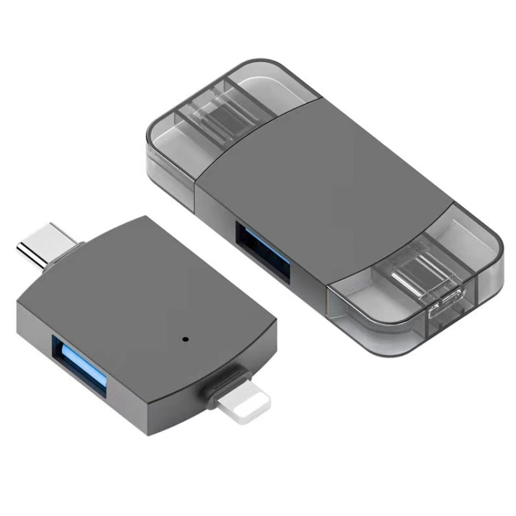 USB 2.0 2 in 1 + USB 3.0 femmina a 8 pin + adattatore OTG USB-C/Type-C maschio, USB 2.0 + USB 3.0 Female to 8 Pin + USB-C / Type-C Male