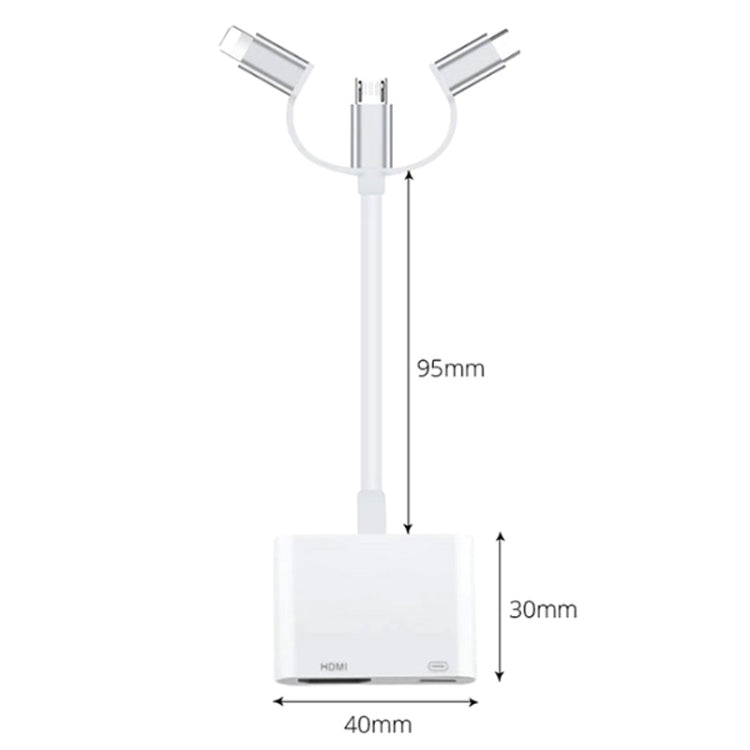 Adattatore HDMI 3 in 1 per smartphone iOS e Android