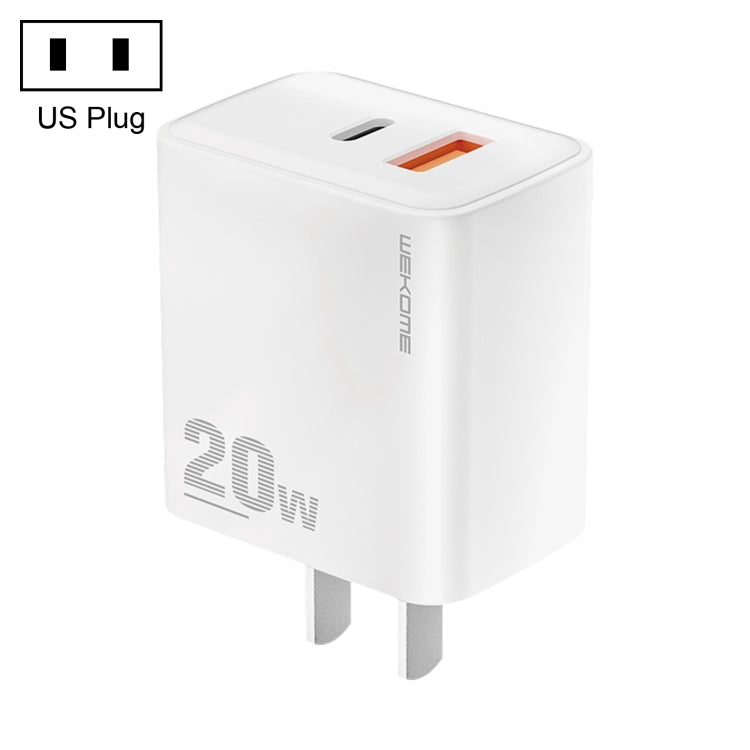 Caricatore a doppia porta USB WK WP-U126 PD 20 W USB-C/Type-C, presa americana