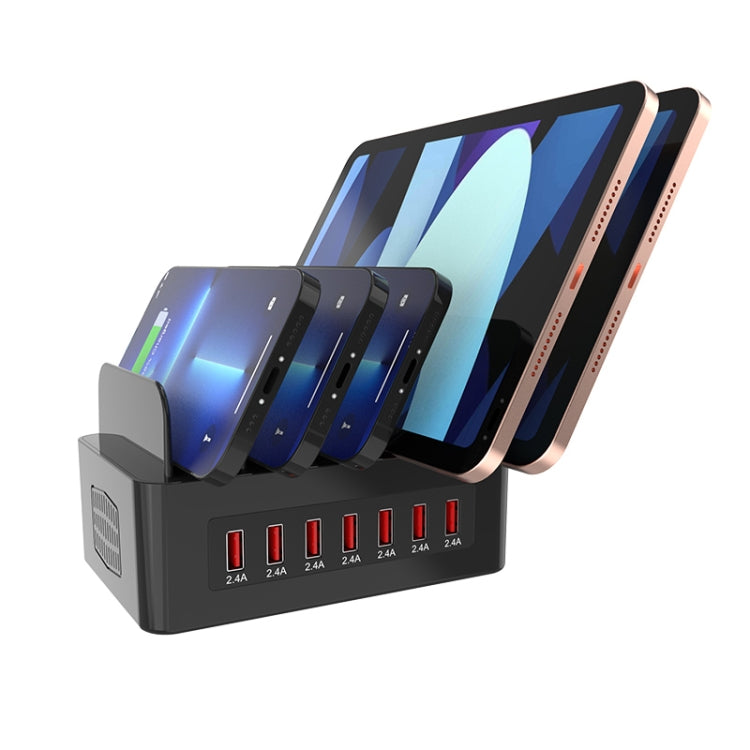 YFY-A52 Stazione di ricarica intelligente da 100 W 2,4 A 7 porte USB con supporto per telefono e tablet, YFY-A52