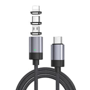 Cavo dati magnetico a ricarica rapida 3 in 1, stile: cavo da 1 m + 3 testine magnetiche, 3 in 1