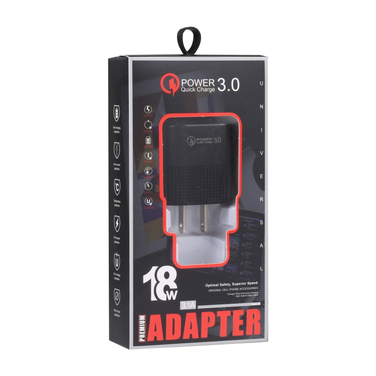 Caricabatterie rapido USB 18W QC3.0 con presa USA