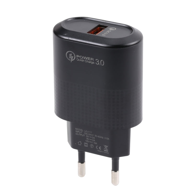 Caricabatterie rapido USB LZ-2117 18 W QC3.0 3,1 A, presa europea, EU Plug