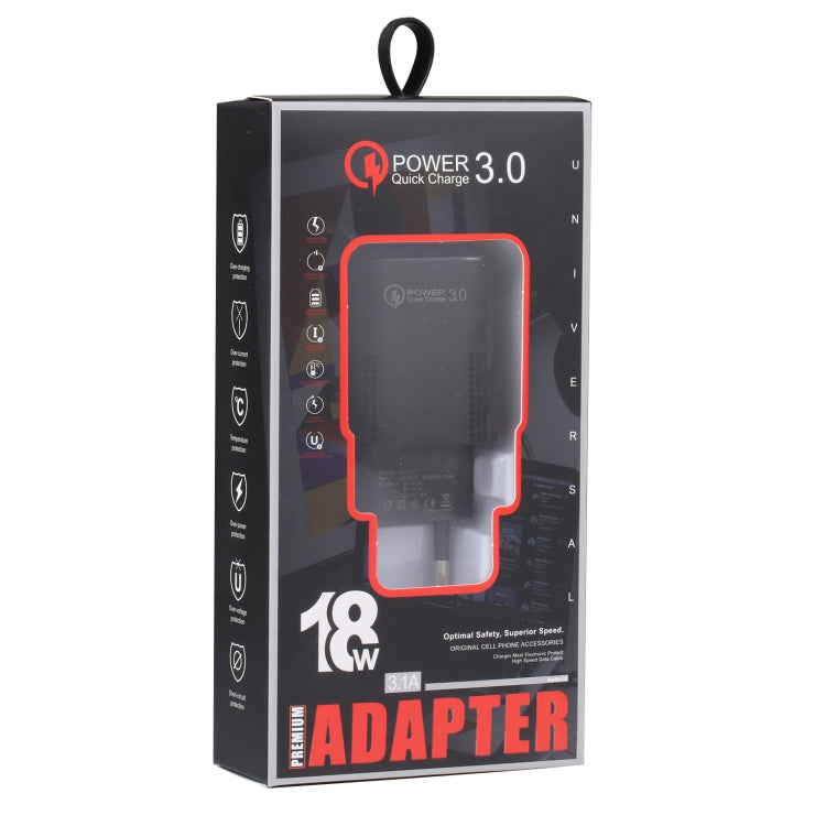 Caricabatterie rapido USB LZ-2117 18 W QC3.0 3,1 A, presa europea, EU Plug