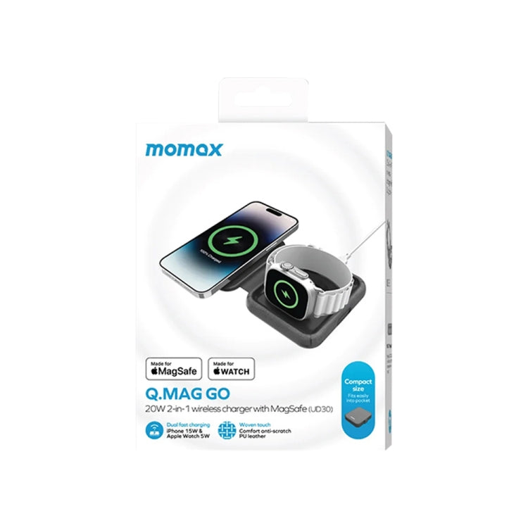 MOMAX UD30 Q.Mag Go Caricatore Wireless Magnetico Pieghevole 2 in 1 Magsafe