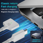 Cavo di ricarica rapida magnetica da 140 W USB-C / Type-C a MagSafe 3, lunghezza: 2 m