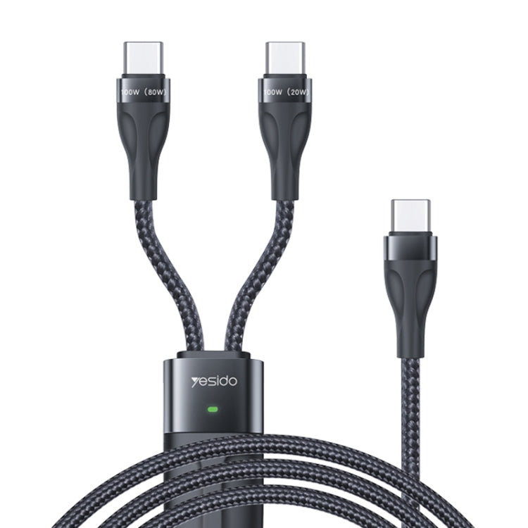 Cavo di ricarica rapida Yesido CA88 2 in 1 da USB-C/tipo-C a USB-C/tipo-C, lunghezza: 1,2 m, CA88