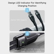 Cavo di ricarica rapida Yesido CA88 2 in 1 da USB-C/tipo-C a USB-C/tipo-C, lunghezza: 1,2 m, CA88