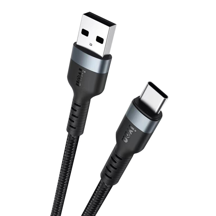 IVON CA88 12W 2.4A USB a USB-C / Type-C Cavo dati di ricarica rapida intrecciato in nylon, Lunghezza cavo: 1 m, USB-C / Type-C