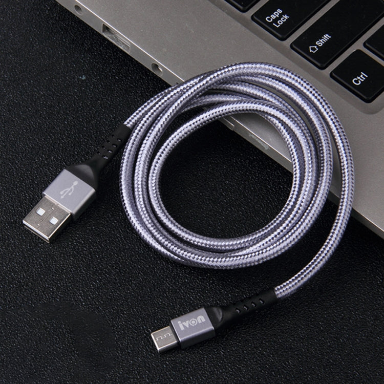 Cavo dati di ricarica rapida intrecciato IVON CA89 2.1A da USB a USB-C / Type-C, lunghezza cavo: 1 m, USB-C / Type-C