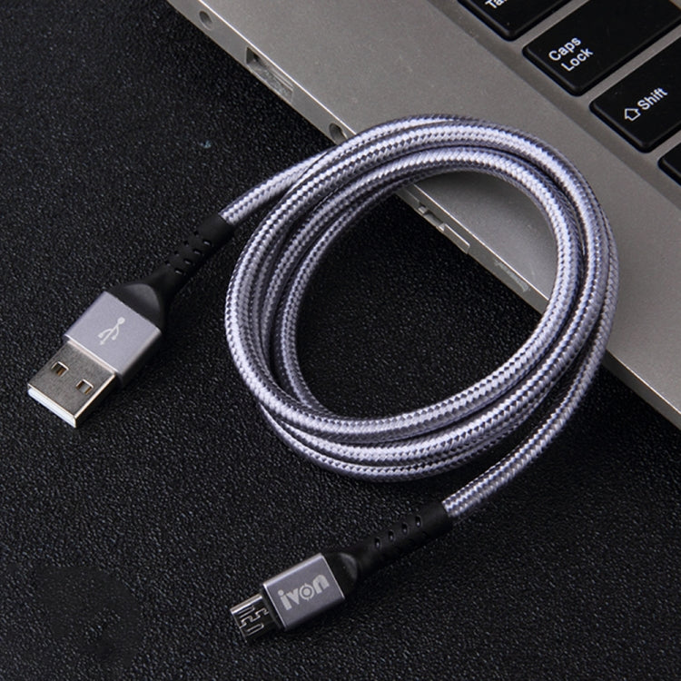 Cavo dati di ricarica rapida intrecciato da USB a micro USB IVON CA89 2.1A, lunghezza cavo: 1 m, Micro USB