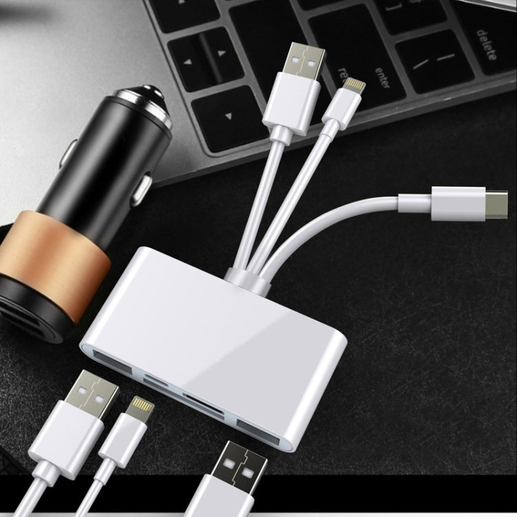 Adattatore 5 in 1 per iPhone e iPad con USB e schede SD