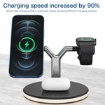 Caricabatterie wireless magnetico 3 in 1 15W per smartphone e App