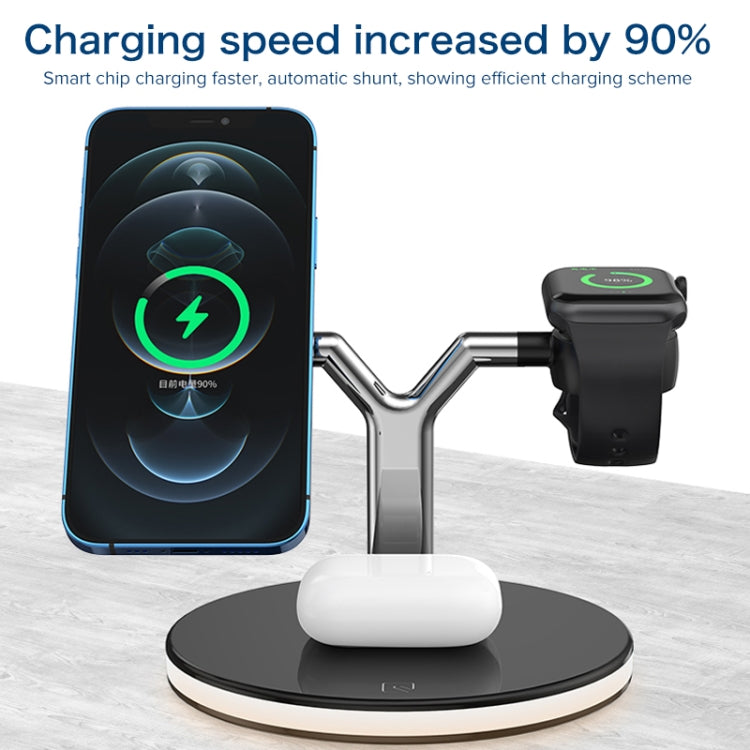 Caricabatterie wireless magnetico 3 in 1 15W per smartphone e App