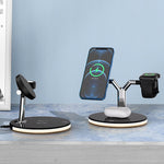 Caricabatterie wireless magnetico 3 in 1 15W per smartphone e App