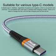 IVON CA79 5A Type-C / USB-C Cavo dati di ricarica rapida intrecciato in lega di alluminio per Huawei, lunghezza: 1 m