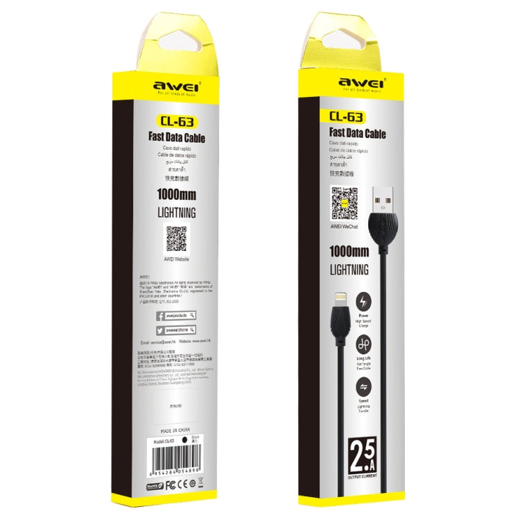awei CL-63 Cavo dati in lega di alluminio di ricarica e trasmissione a 8 pin da 2,5 A, lunghezza: 1 m