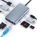 Adattatore HUB USB-C 9 in 1 con RJ45, HDMI, VGA, SD/TF