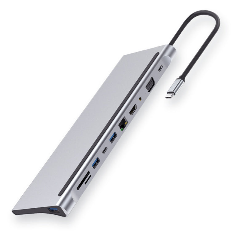 Adattatore Hub USB-C 11 in 1 con HDMI, VGA, RJ45, USB 3.0