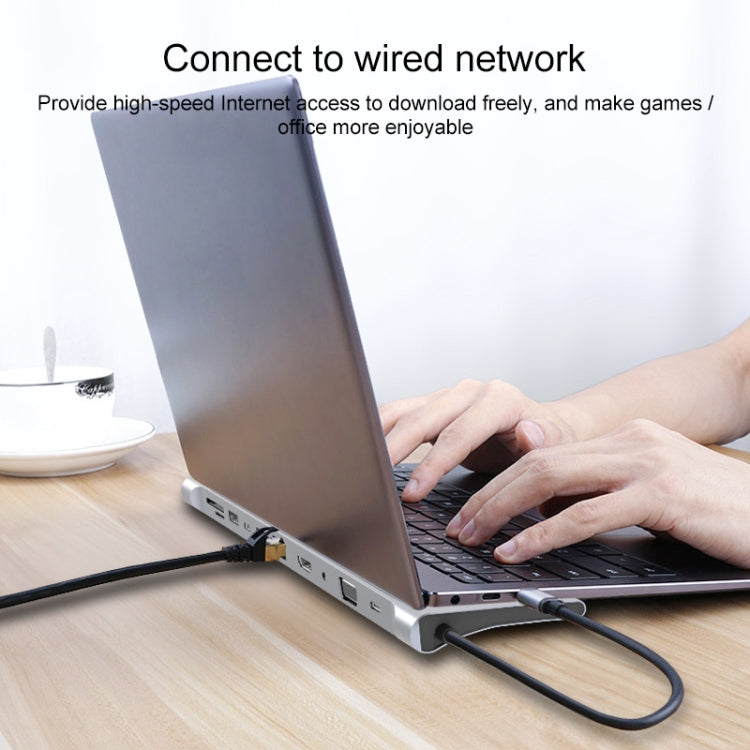 Adattatore Hub USB-C 11 in 1 con HDMI, VGA, RJ45, USB 3.0