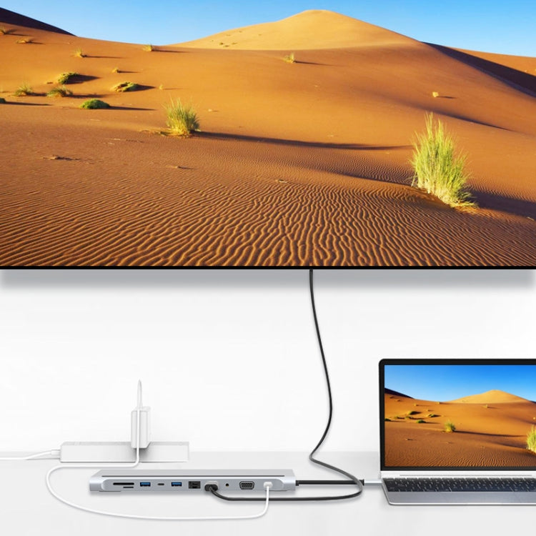 Adattatore Hub USB-C 11 in 1 con HDMI, VGA, RJ45, USB 3.0