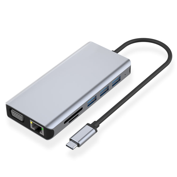 RJ45 12 in 1 + PD da 100 W + SD/TF + USB 3.0x5+ HDMI + VGA + adattatore HUB da 3,5 mm ad AUX di tipo C, 12 in 1