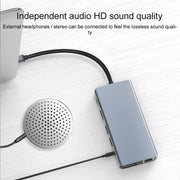RJ45 12 in 1 + PD da 100 W + SD/TF + USB 3.0x5+ HDMI + VGA + adattatore HUB da 3,5 mm ad AUX di tipo C, 12 in 1