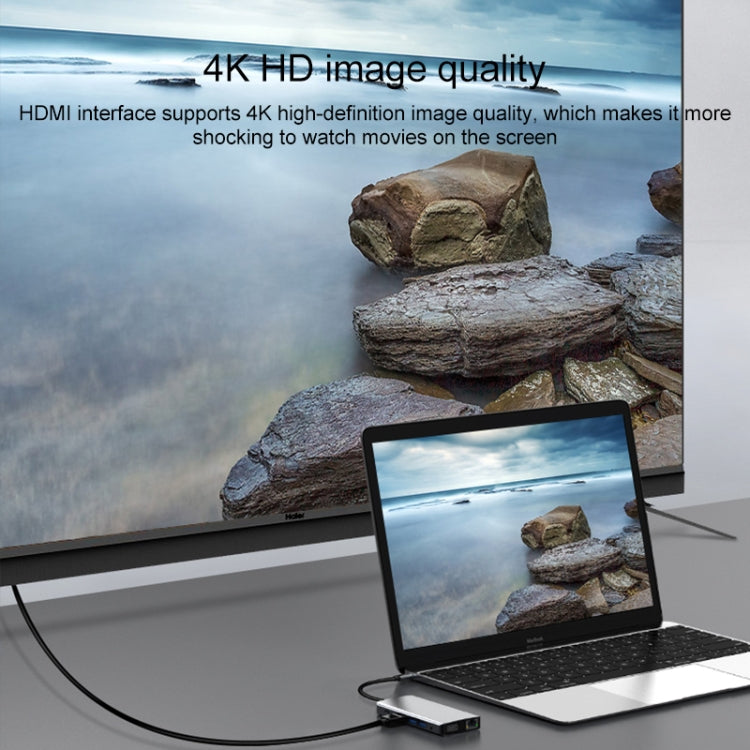 RJ45 12 in 1 + PD da 100 W + SD/TF + USB 3.0x5+ HDMI + VGA + adattatore HUB da 3,5 mm ad AUX di tipo C, 12 in 1