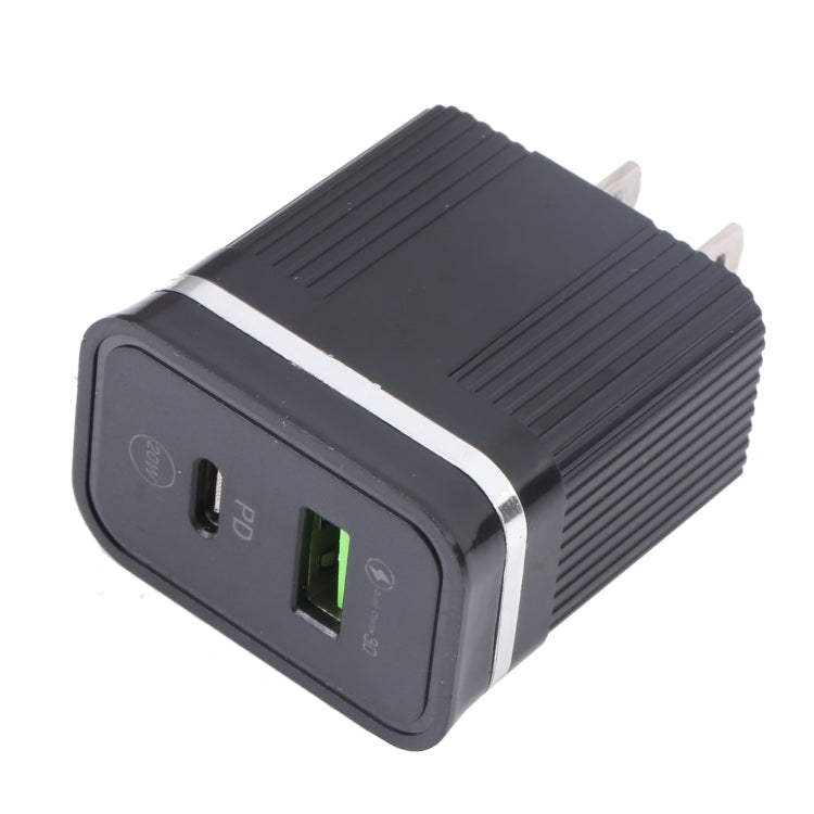 46-A2C2 Caricabatterie rapido multifunzione USB PD da 20 W + QC3.0, presa americana, US Plug