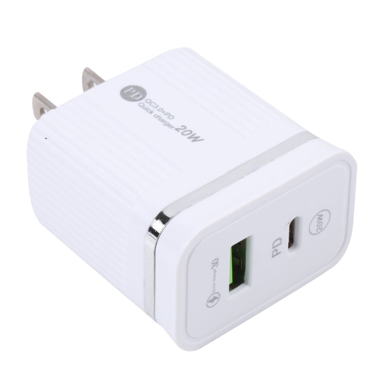 46-A2C2 Caricabatterie rapido multifunzione USB PD da 20 W + QC3.0, presa americana, US Plug