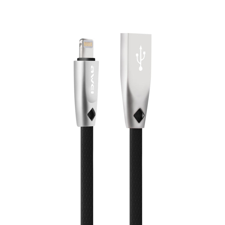 AWEI CL-95 USB a 8 pin portatile a ricarica rapida TPE + cavo dati in lega di alluminio, 2 A, lunghezza: 1 m
