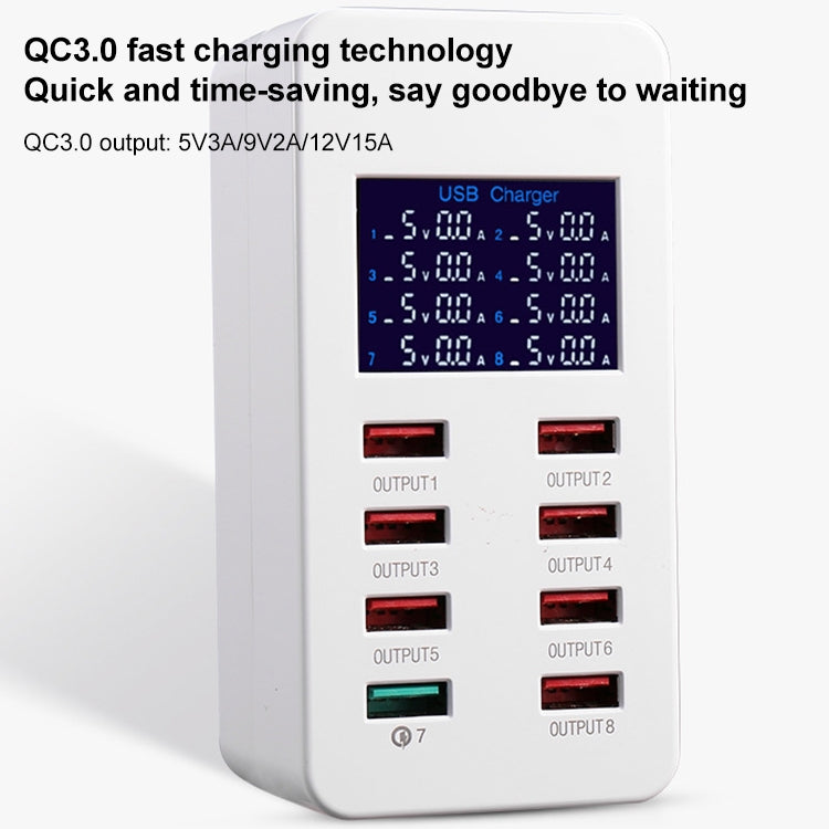 Stazione di ricarica intelligente A8 40W 8 porte USB QC3.0