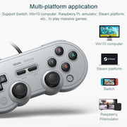 Joystick gamepad cablato USB 8Bitdo SN30 PRO per Swith / Steam / PC, SN30 PRO Wired(Grey)