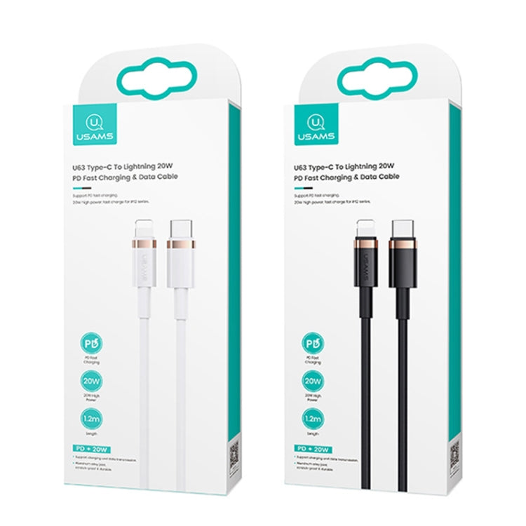 USAMS US-SJ484 U63 Type-C / USB-C a 8 pin PD 20 W Cavo dati di ricarica rapida in lega di alluminio liscio, lunghezza: 1,2 m