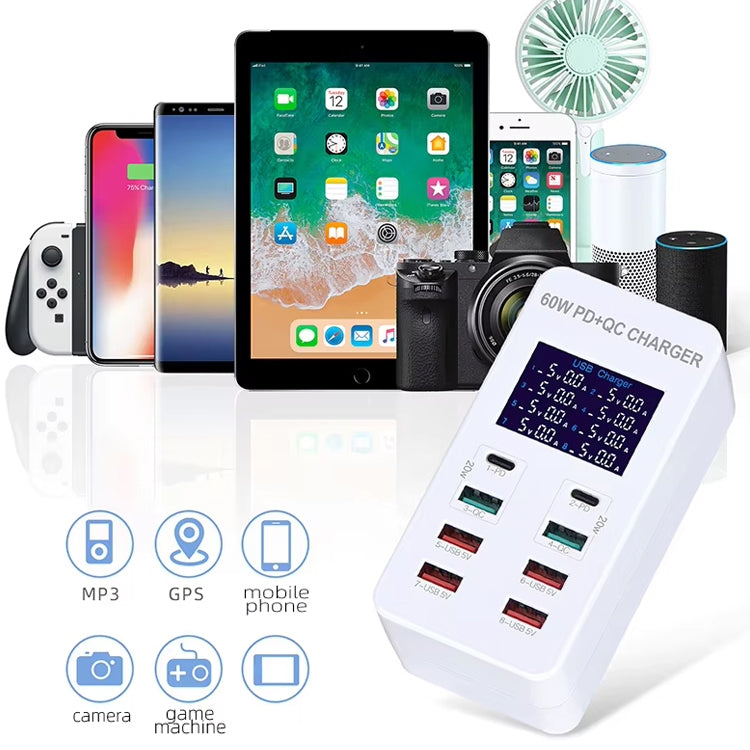 Stazione di ricarica 40W 8 porte USB QC3.0 con display