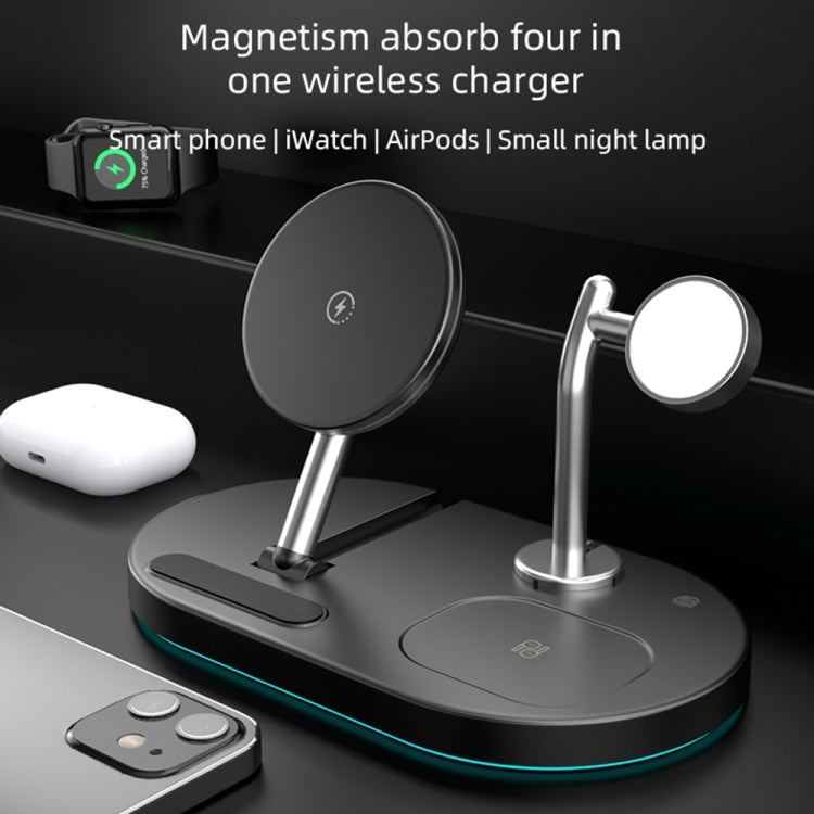 Caricabatterie wireless magnetico 4 in 1 da 15W con luce notturna