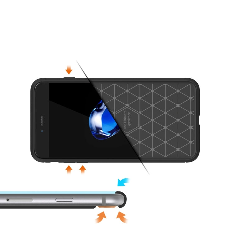 Per iPhone 8 Plus Custodia protettiva robusta per armatura in fibra di TPU con trama spazzolata, For iPhone 8 Plus