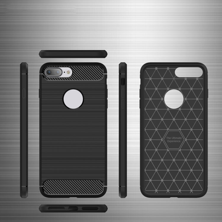 Per iPhone 8 Plus Custodia protettiva robusta per armatura in fibra di TPU con trama spazzolata, For iPhone 8 Plus