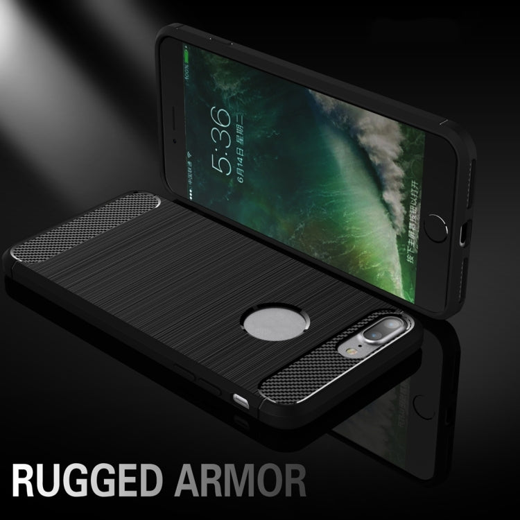 Per iPhone 8 Plus Custodia protettiva robusta per armatura in fibra di TPU con trama spazzolata, For iPhone 8 Plus