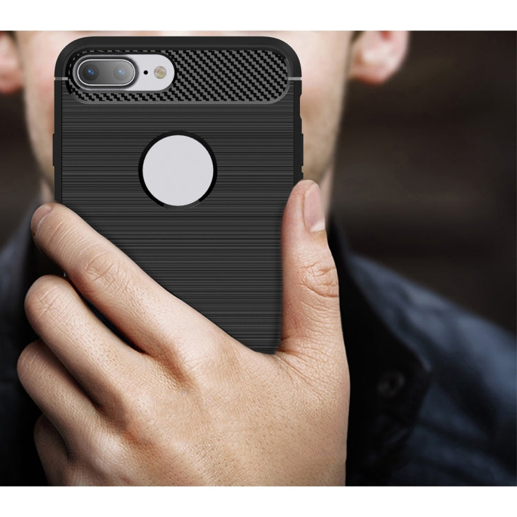 Per iPhone 8 Plus Custodia protettiva robusta per armatura in fibra di TPU con trama spazzolata, For iPhone 8 Plus