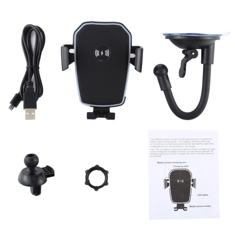 K81 10W QI Supporto per telefono cellulare con ricarica wireless per auto a induzione di gravità rotante universale con ventosa, K81