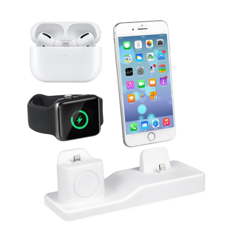 Dock di ricarica in silicone 3 in 1 per AirPods Pro, Apple Watch e iPhone, con funzione di staffa