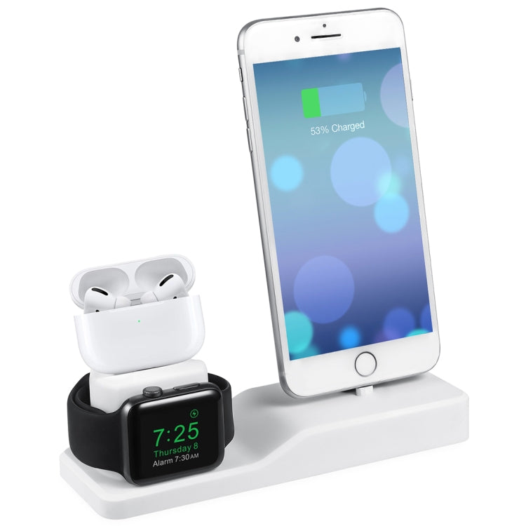 Dock di ricarica in silicone 3 in 1 per AirPods Pro, Apple Watch e iPhone, con funzione di staffa