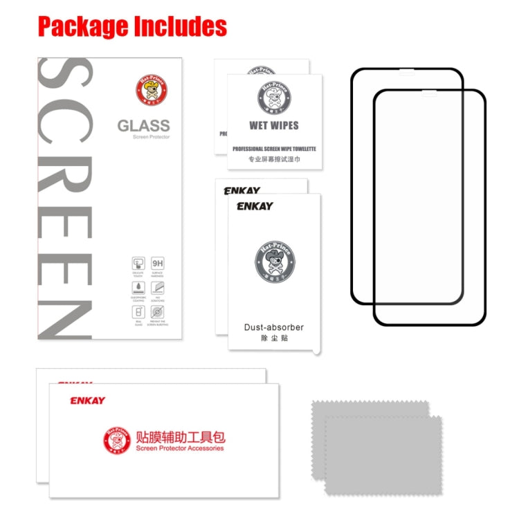 Per iPhone X / XS 2 pezzi ENKAY Hat-Prince 0.2mm 9H 2.5D Pellicola in vetro temperato a schermo intero, For X / XS  (2.5D)
