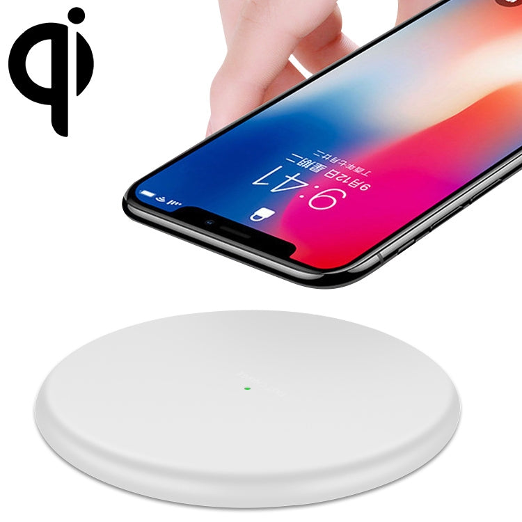 TOVYS-KC-N5 Caricabatterie wireless a ricarica rapida standard Qi con filo tondo smerigliato da 9 V 1 A, lunghezza cavo: 1 m, Frosted, Frosted White